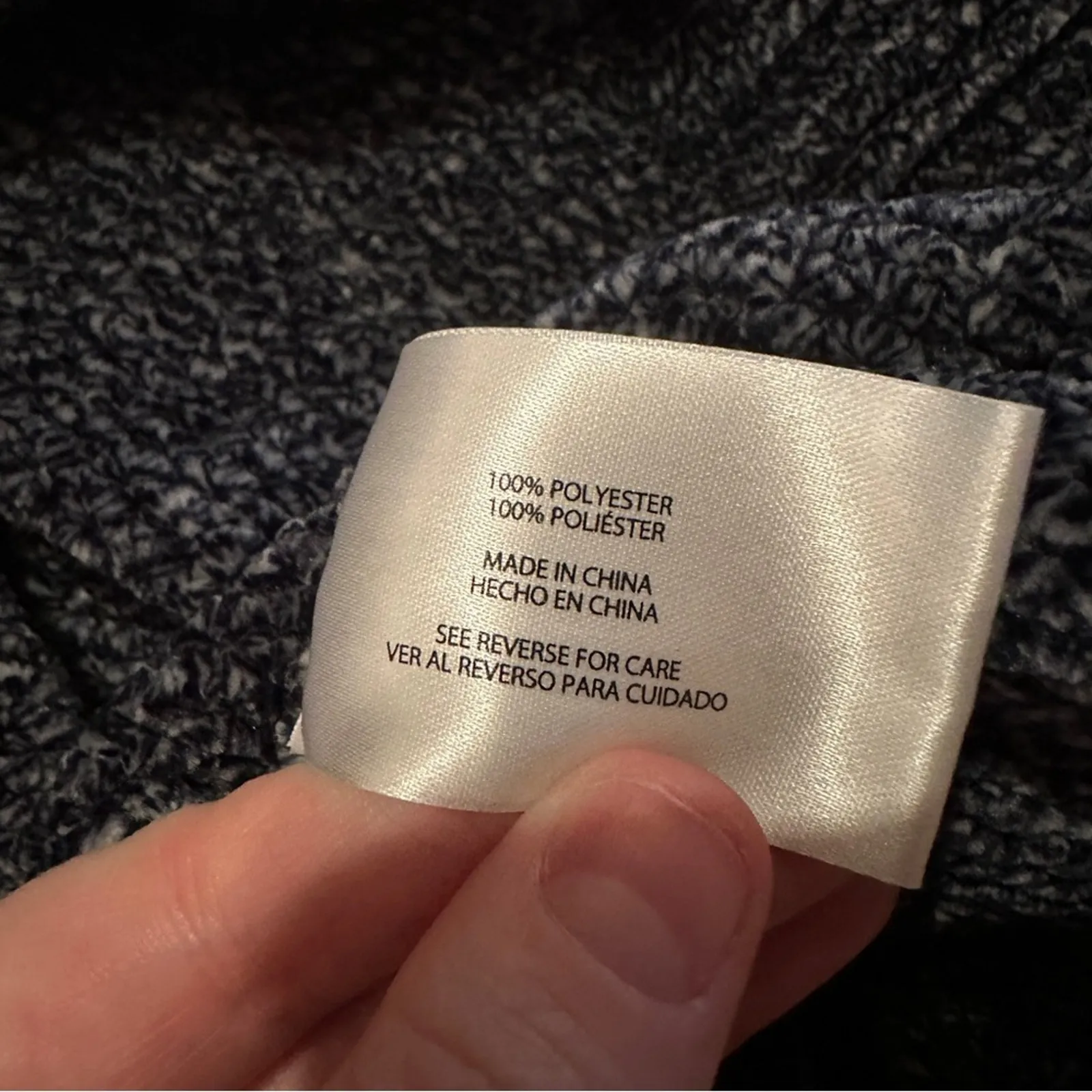 Orvis Chenille Long Sleeve Knit Pullover V Neck Sweater in Marled Navy Sz S NEW - Image 8