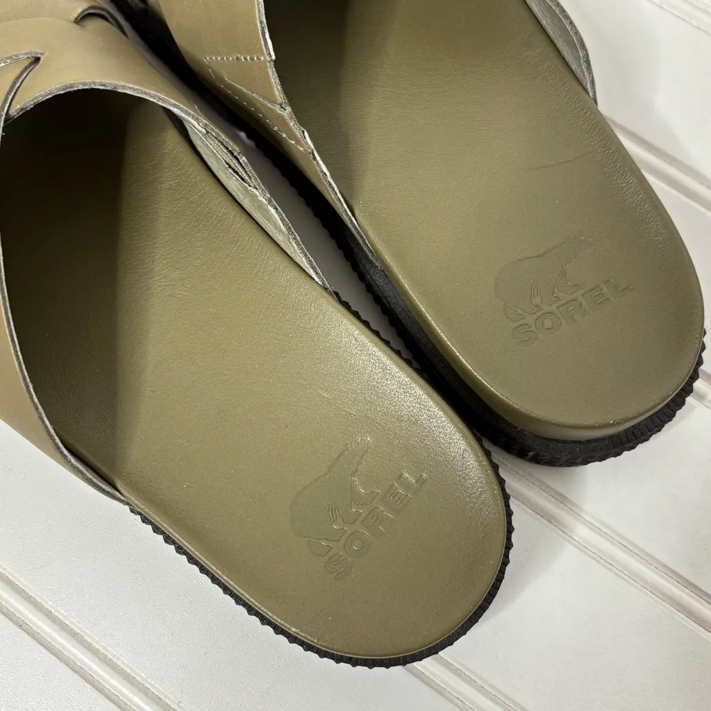 Sorel Women's Roaming Criss Cross Slide Green Sandals 621 - Image 4