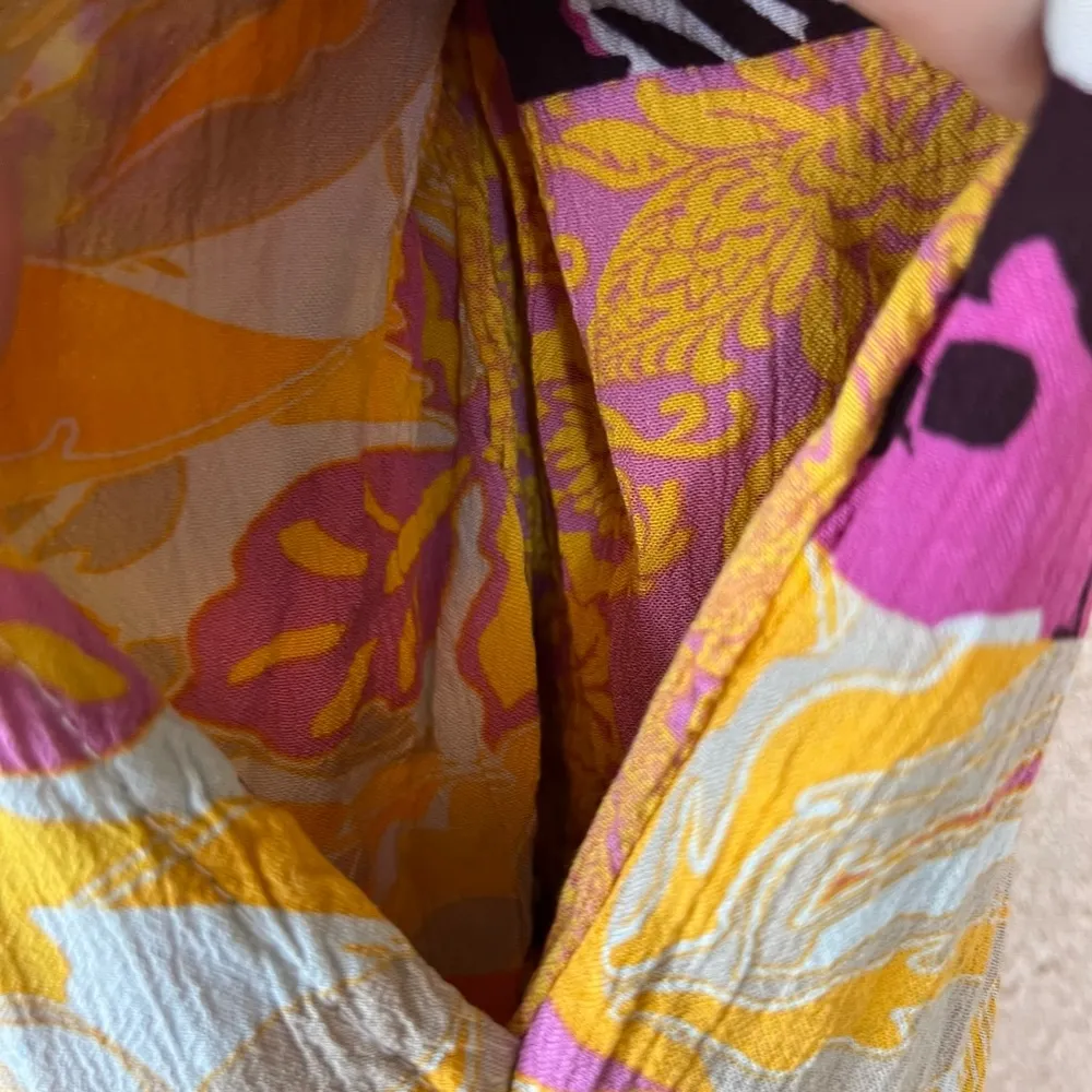 Ulla Popken Patchwork Print Elastic Waist Wide Leg Rose Fit Crepe Pants Yellow Size undefined - Image 8