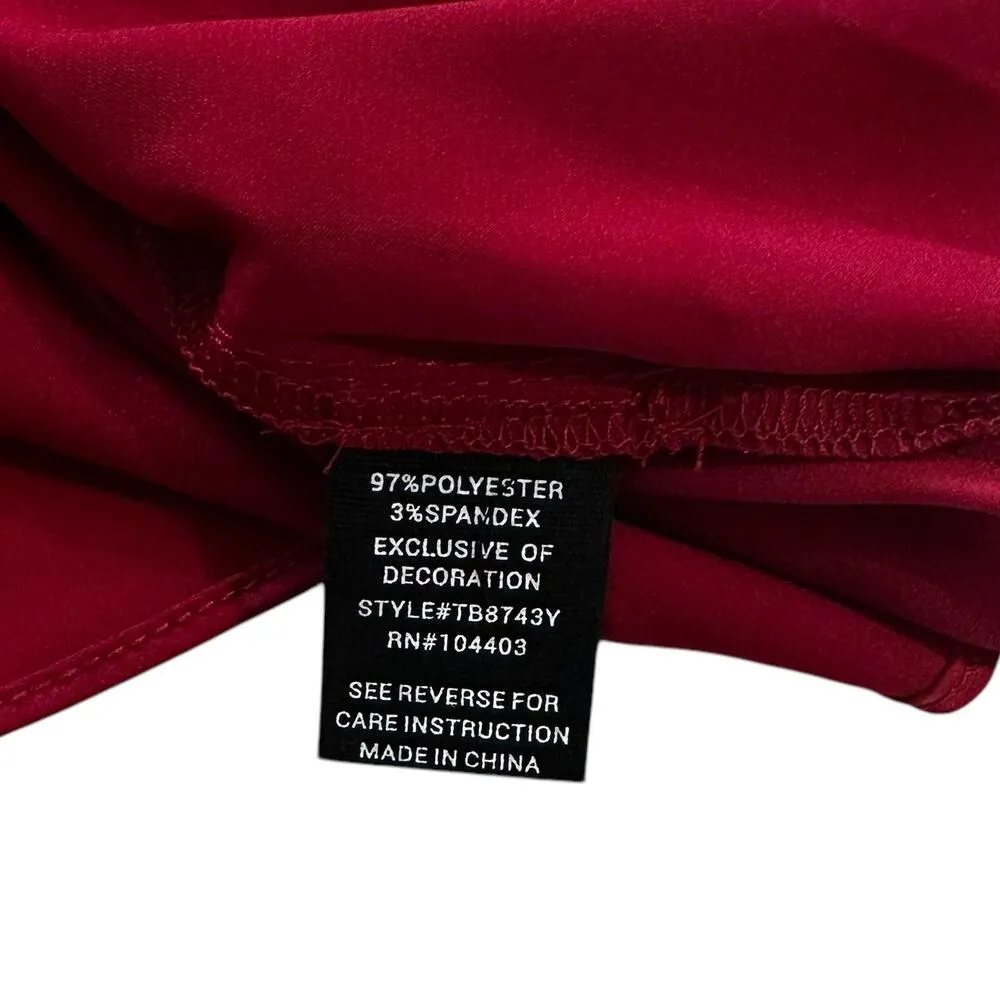Fifty Street Red Satin Blouse Women Top Size Large NWT | 26-7 - Image 6