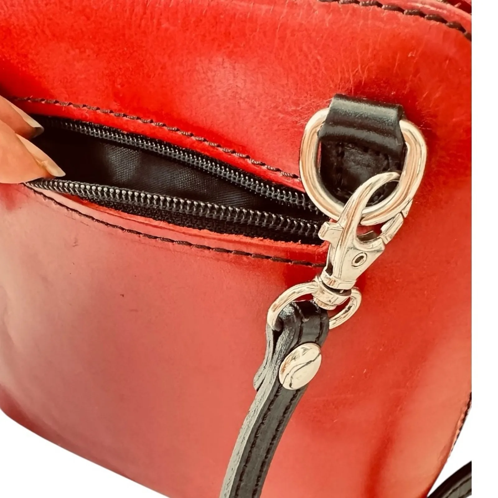 Vera Pelle Mini Crossbody Red Italian Leather Made In Italy - Image 3