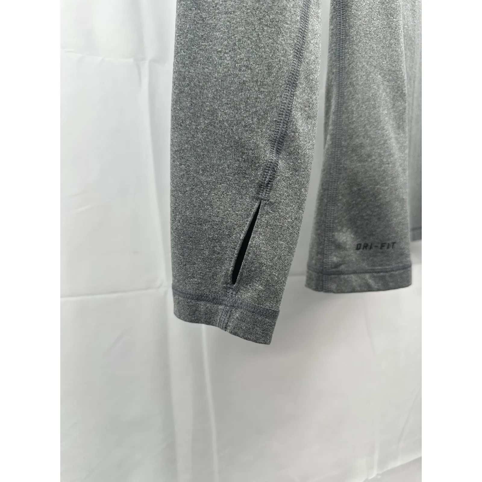 Nike Pro Dri-Fit Womens Long Sleeve T-Shirt Heather Gray Thumb Holes Size S Logo - Image 2