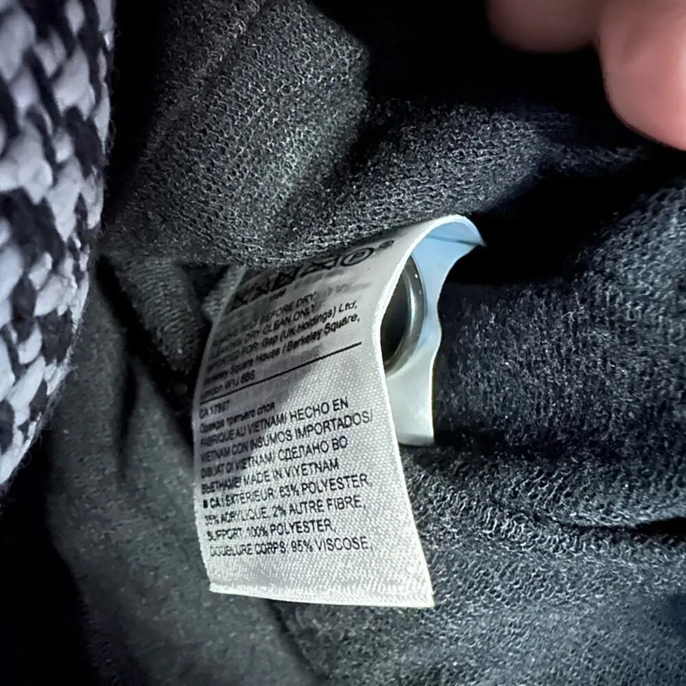 Banana Republic Black White Short Trench Jacket Belted Preppy Double Breasted - Image 11