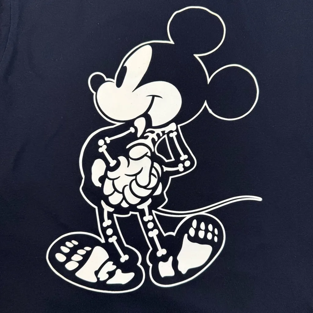 Disney Mickey Mouse Halloween Skeleton X-Ray Long Sleeve Tee Shirt Black Large - Image 7