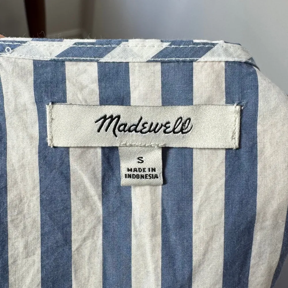 Madewell Top Women S Cuffed-Sleeve Wrap Blouse in Stripe Blue White Clean Girl - Image 5