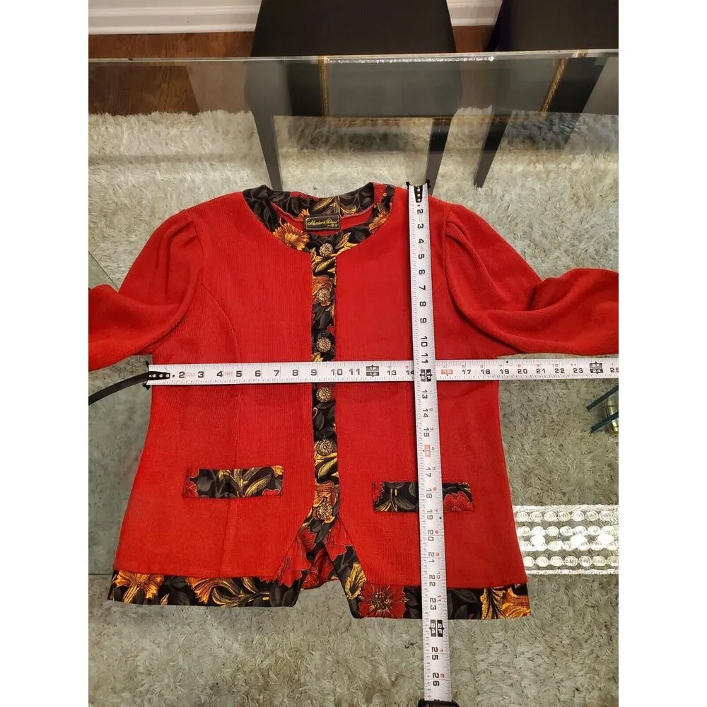 Matthew & David Women's Red Floral Single Breasted Blazer & Skirt 2 Pc's Suit 16 - Image 12