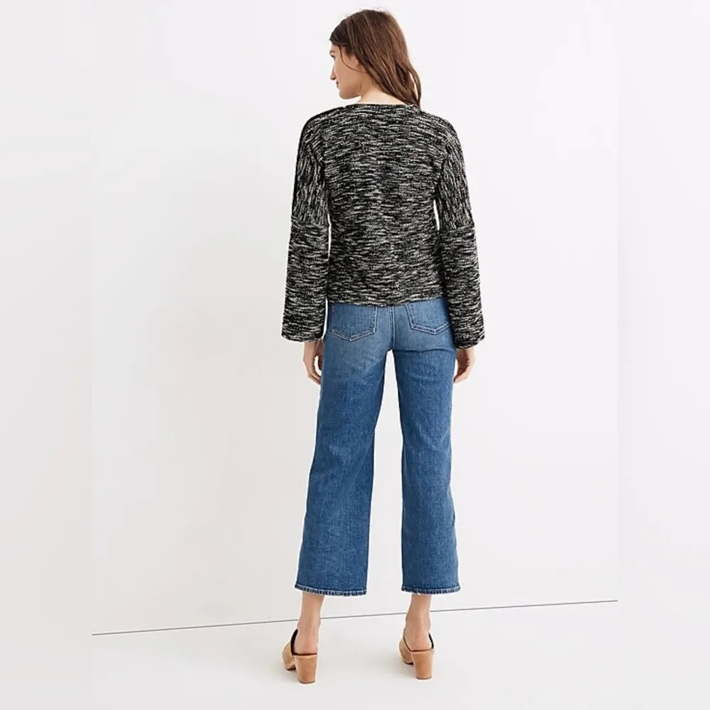 Madewell Asymmetrical Button-Shoulder Wide Sleeve Sweater in True Black Sz Small - Image 3