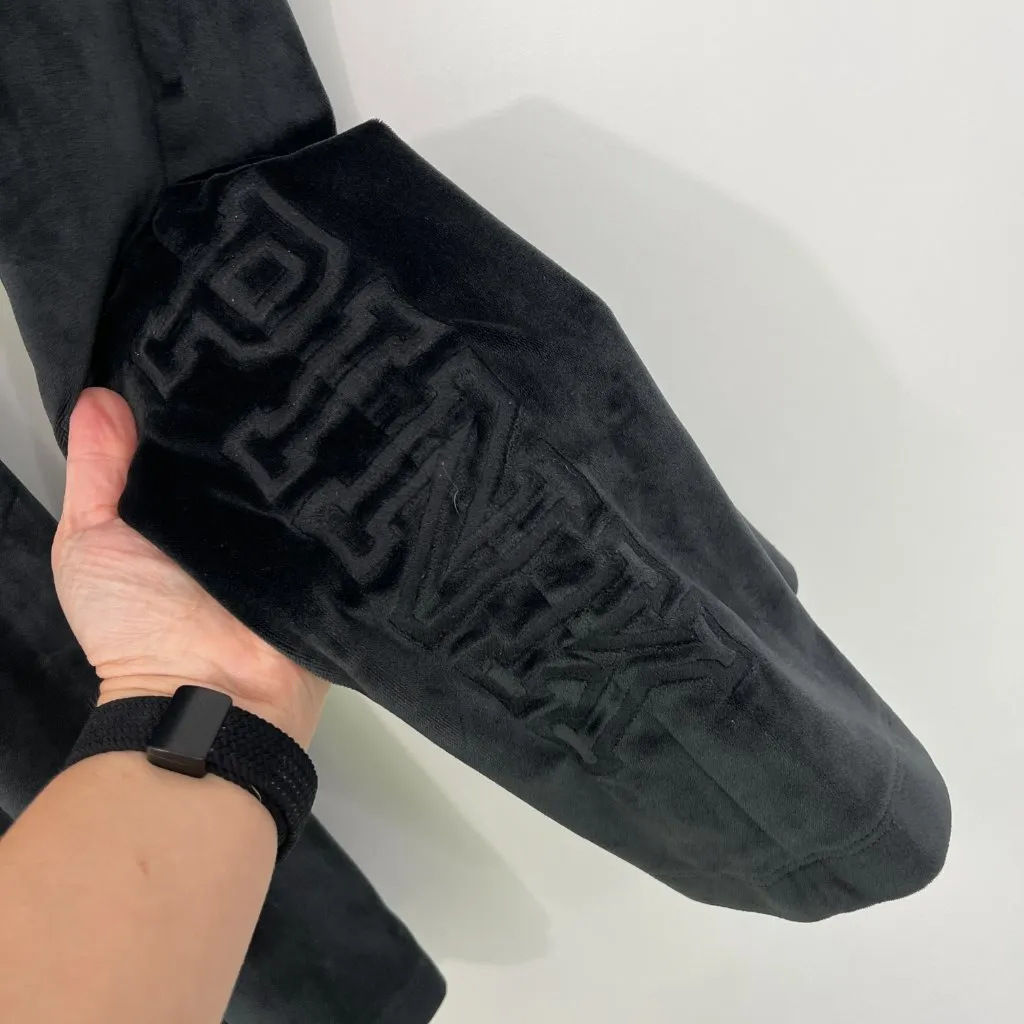 Victoria's Secret PINK Medium Black Y2K Velvet Wide Leg Pants with Pockets - Image 4