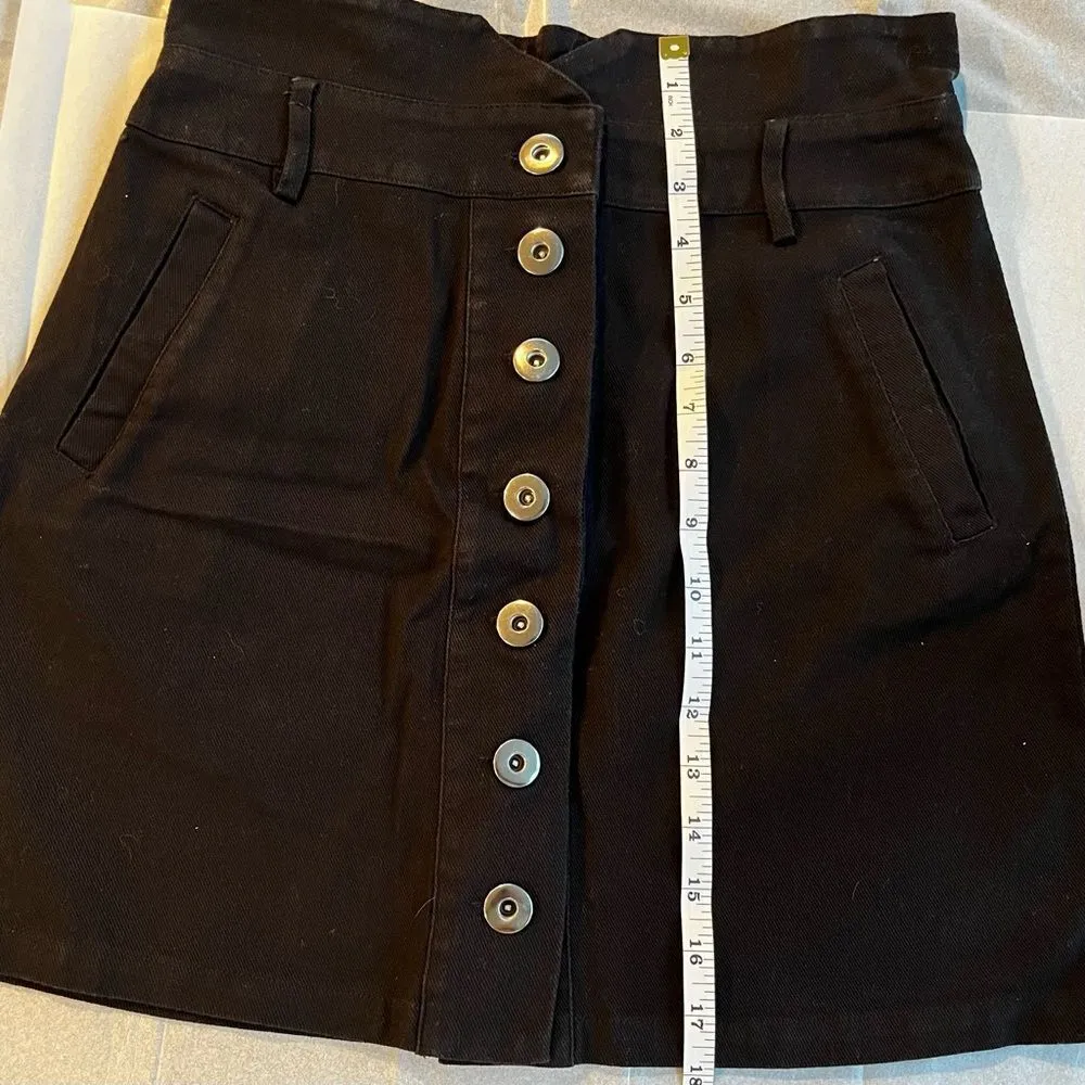 New Mi Ami Black Jean Denim Button Front Mini Skirt Sz M Women’s - Image 9