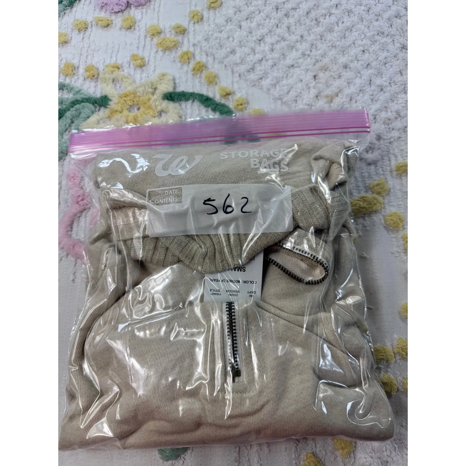 Project Social T Beige Ribbed Collar Quarter Zip Pullover Sweatshirt Small - Image 10