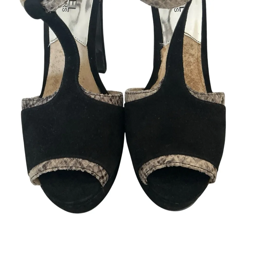 Michael Kors pump heels women’s black suede glazed Python Sophia T-strap size 8 - Image 7