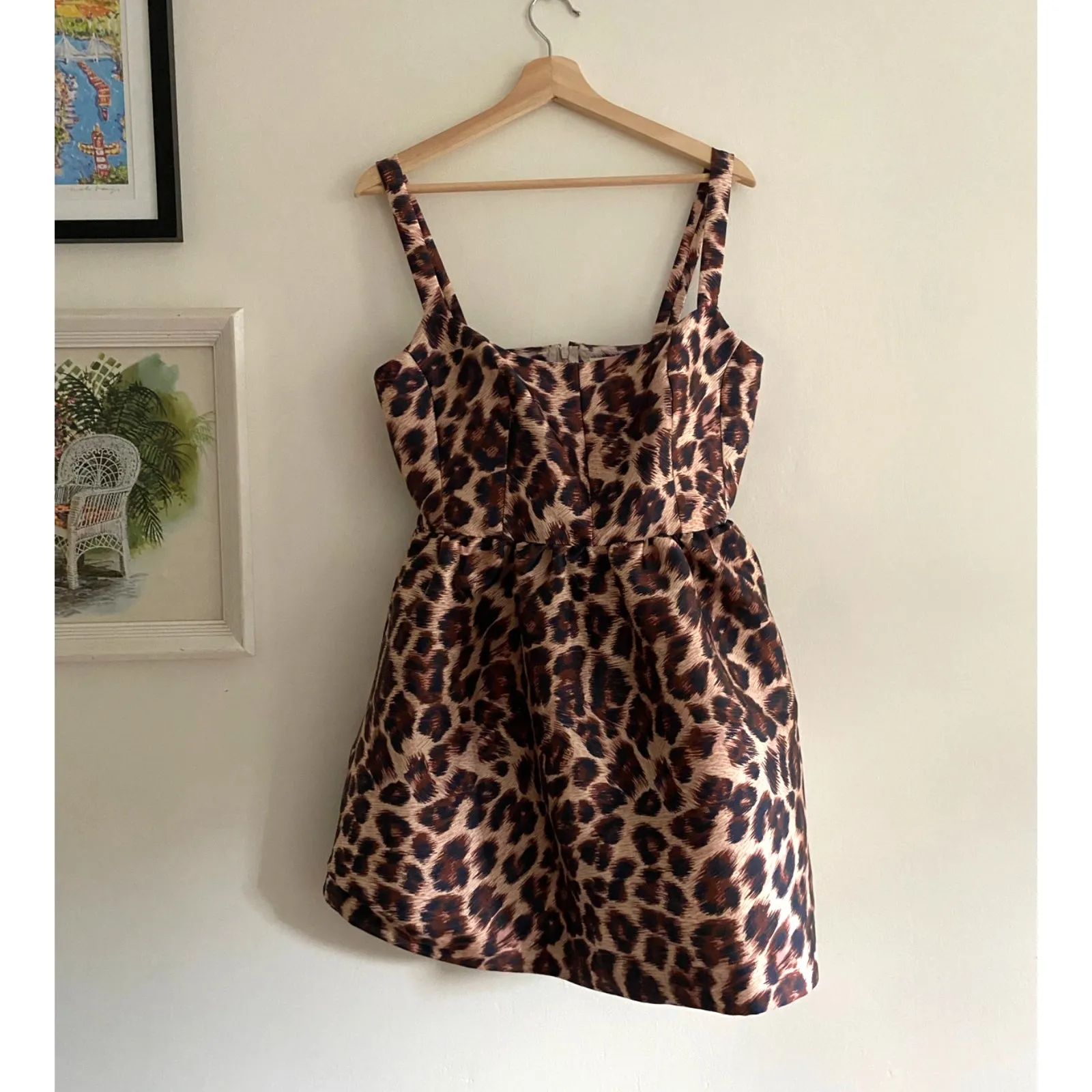 SACHIN & BABI Cora Leopard Brown Mini Dress Size 8 - Image 4