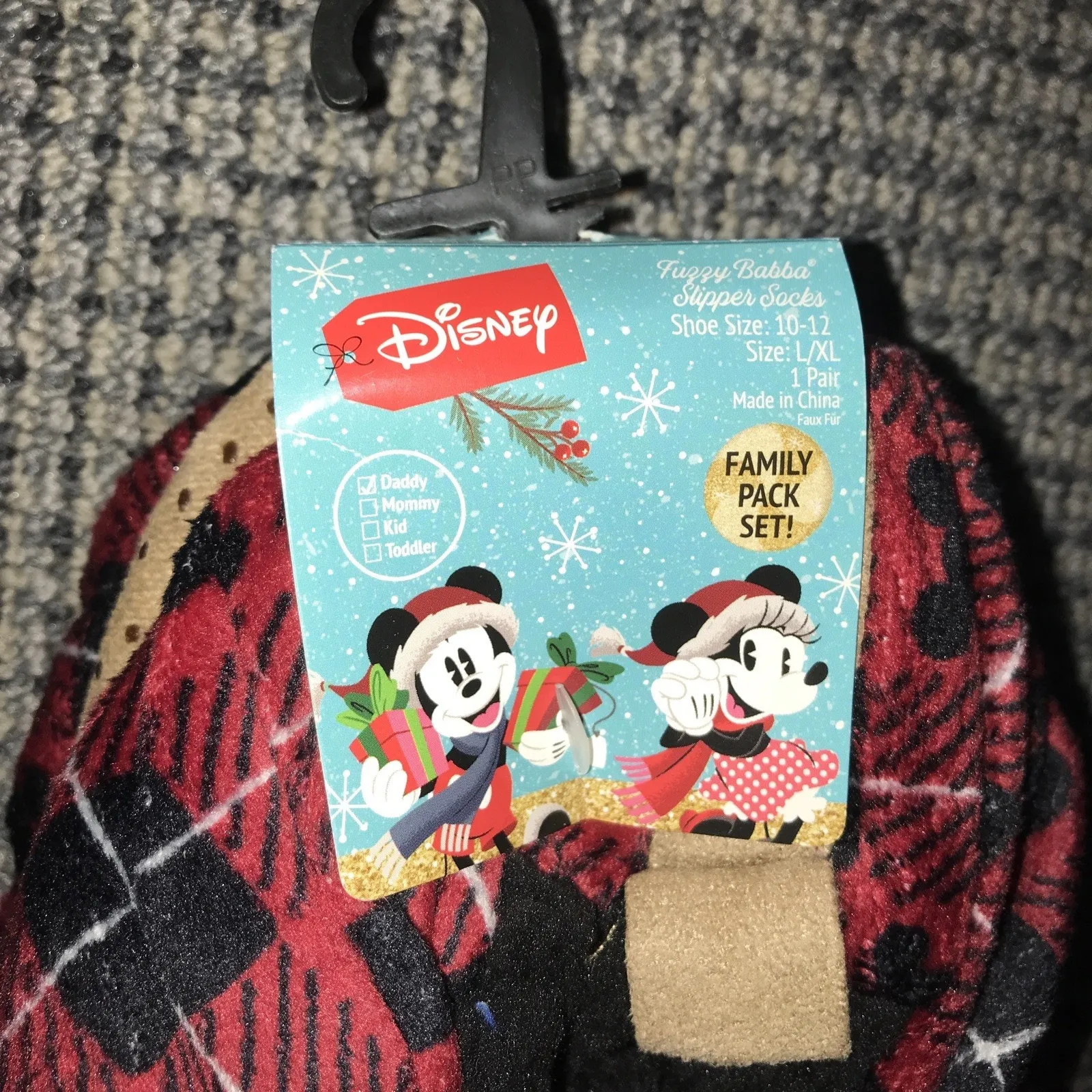 Disney Mickey Mouse Fuzzy Slipper Socks NWT Red - Image 2