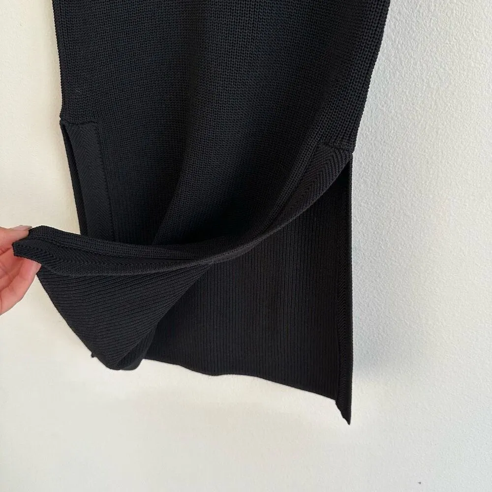 Wilfred Aritzia Knit Sweater Tank Black Size XS Palmier Tunic Sleeveless Side Sl - Image 4