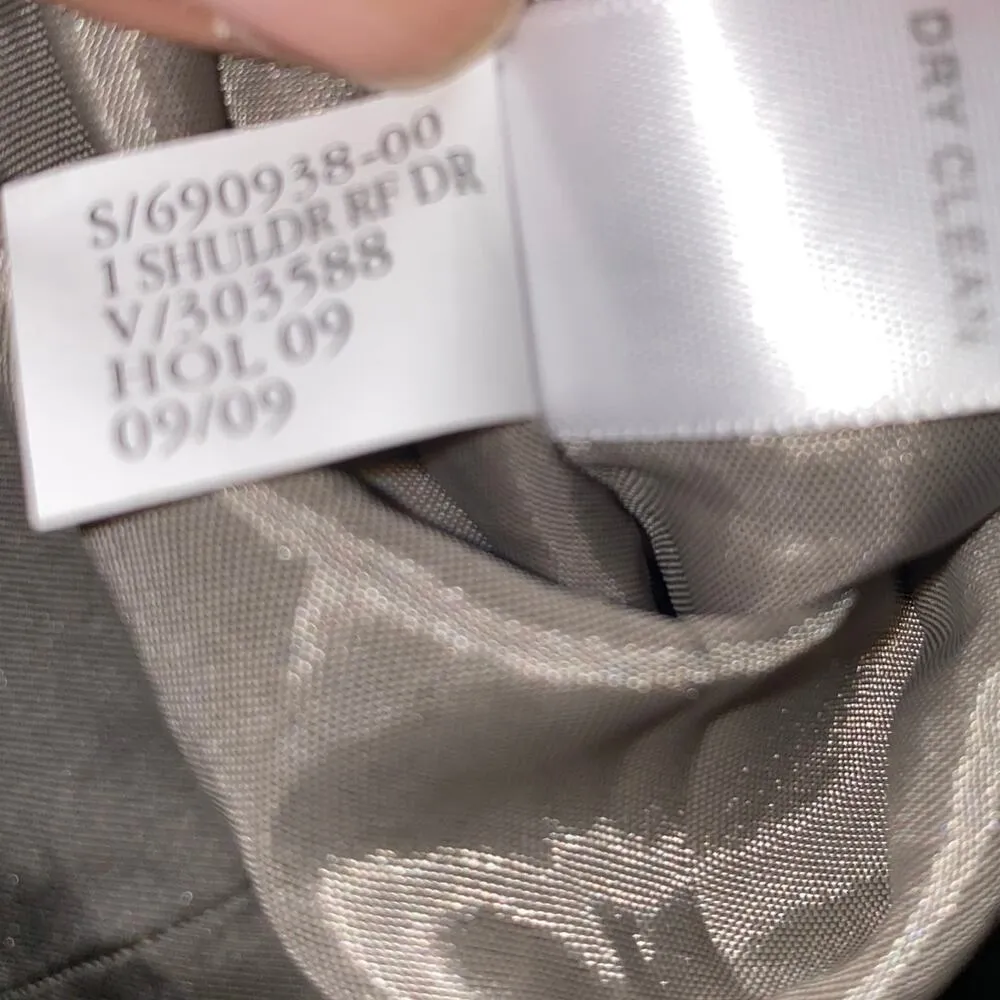 Banana Republic One Shoulder Ruffle Short Cocktail Party Dress Metallic Grey 4 - Image 9