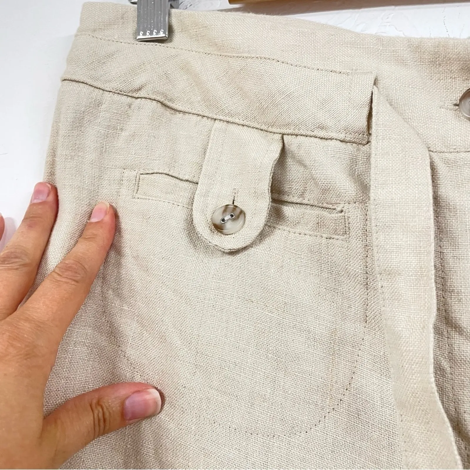 Charter Club Linen Tan Wide Leg Womens Pants 12 Old Money Lagenlook Capsule - Image 3