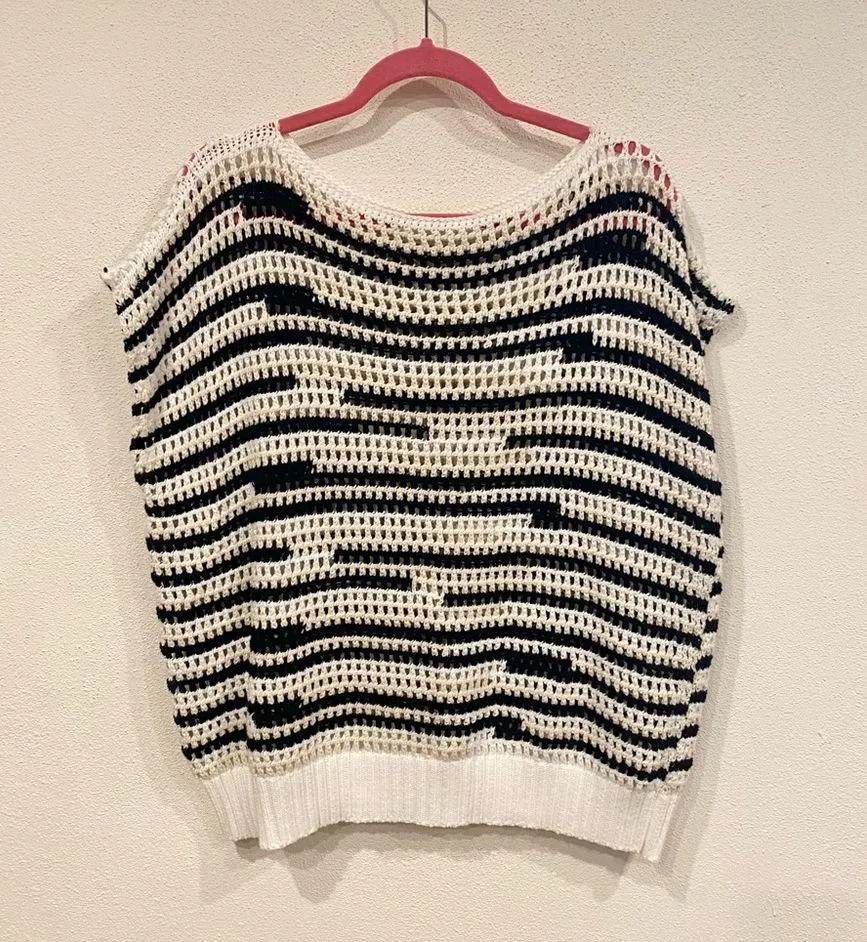 Planet by Lauren G Pima Cotton Pot Holder Boatneck Sweater One Size EUC White - Image 2