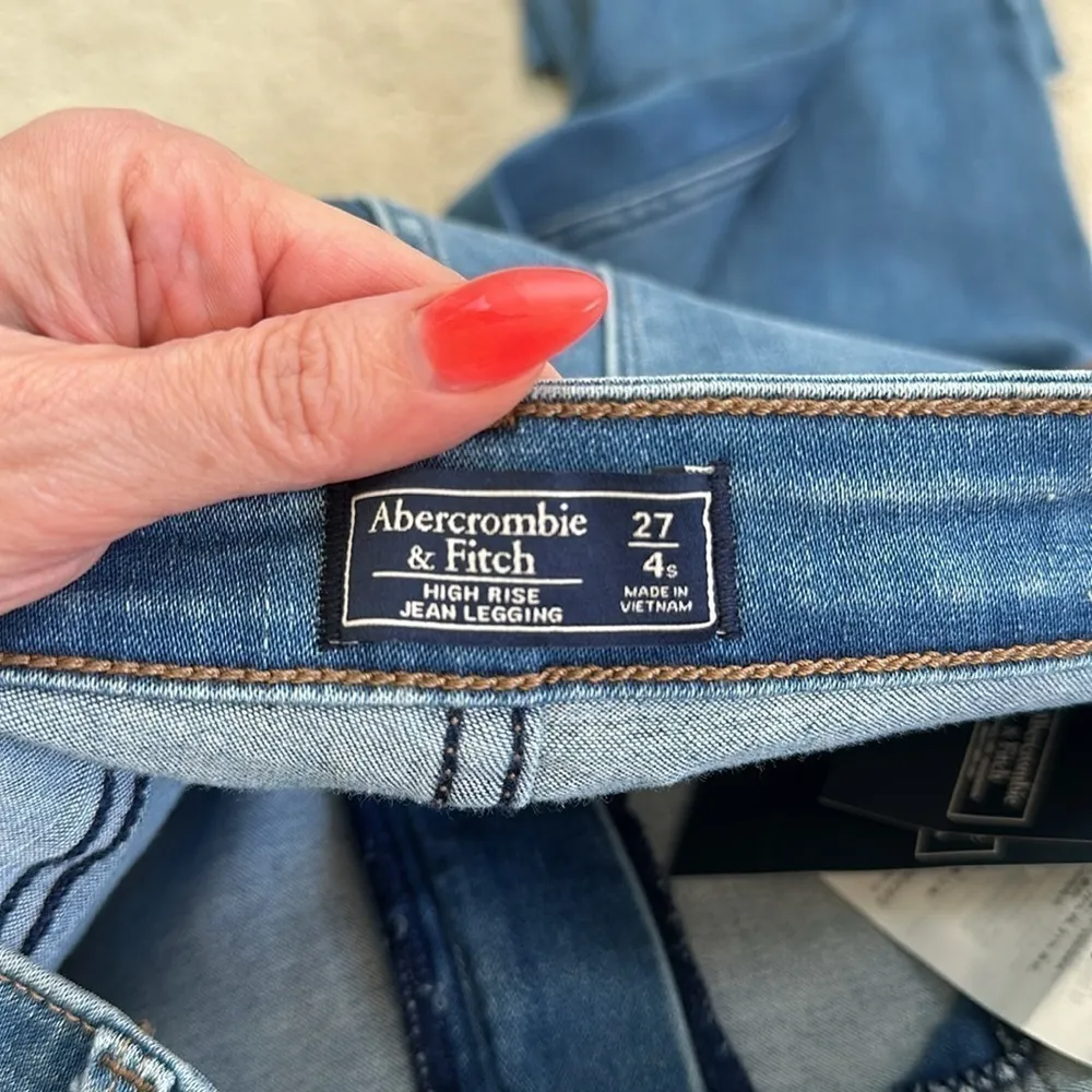 Abercrombie & Fitch High Rise Jean Leggings Blue Denim Size 27 Short - Image 11