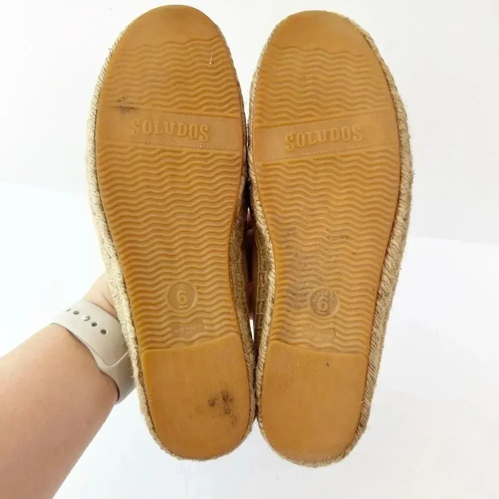 SOLUDOS Size 6‎ Tan Canvas Espadrille Flats Casual Summer - Image 6