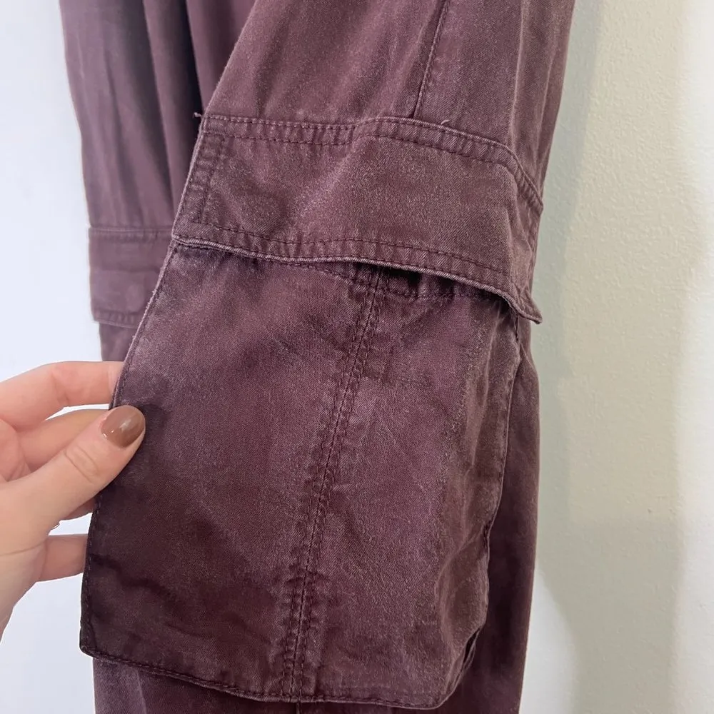 Abercrombie & Fitch Cargo Joggers Maroon Drawstring Waist Comfy Athleisure Sz S - Image 7