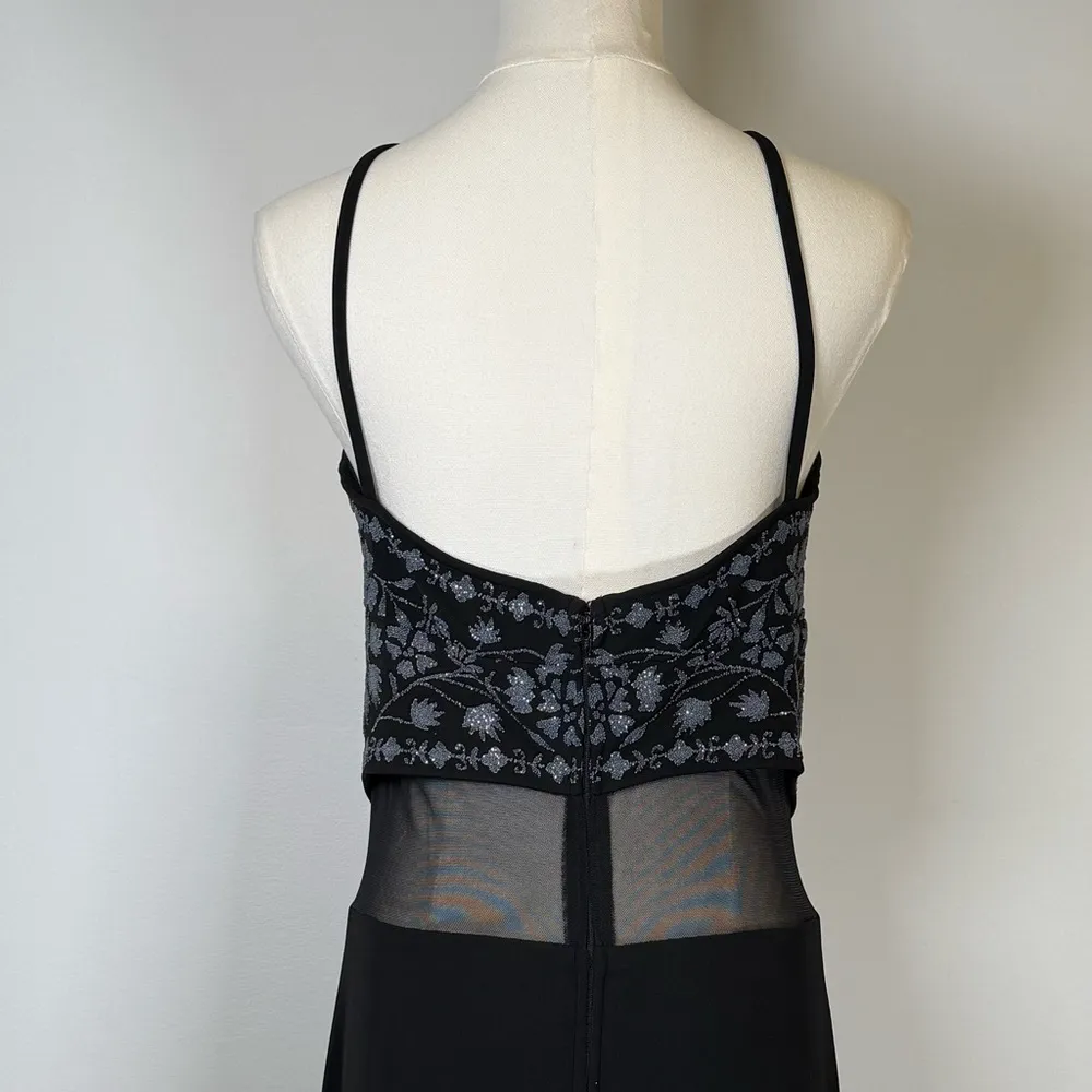 TADASHI Designer Gown Halter Neck Beaded Appliqué Sheer Waist Women’s Medium - Image 6