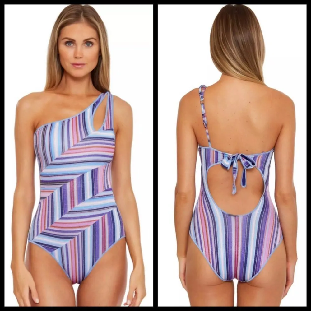 💕BECCA South Coast Arabella One Shoulder One Piece Swimsuit Starry Night M NWT - Image 4
