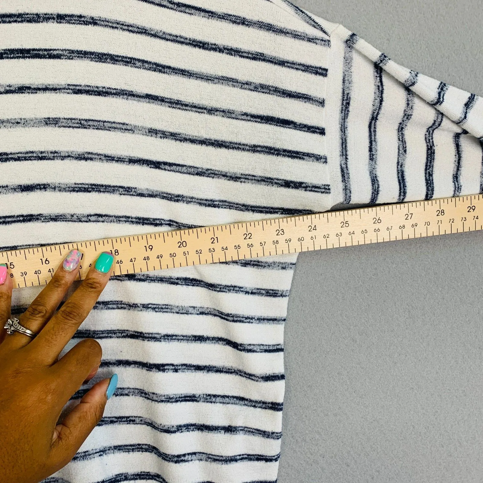 Rag & Bone Striped Long Sleeve Tee Size Medium Blue White Relaxed Fit Casual - Image 8