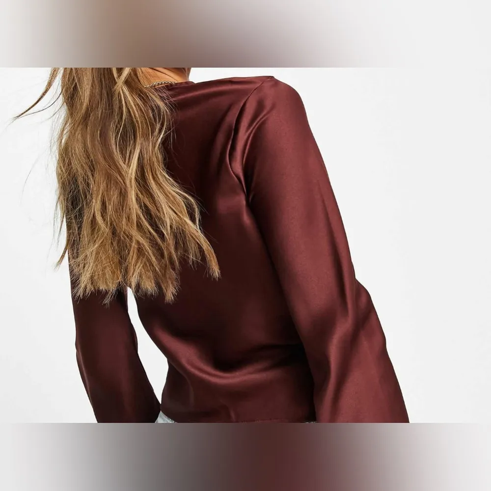 ASOS DESIGN Satin Style Tie Front Blouse - Image 4