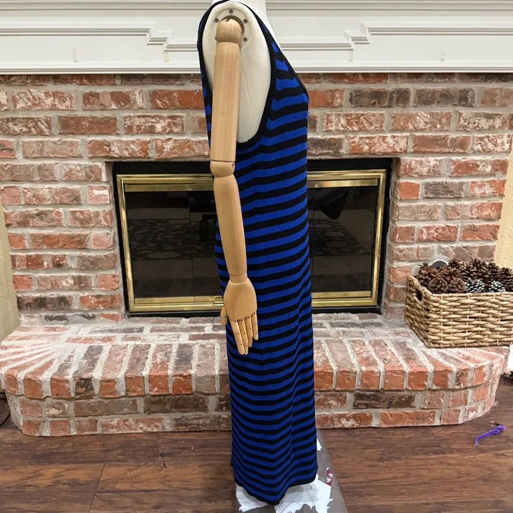 Michael by Michael Kors Black and Blue Striped Sleeveless Maxi Dress / XL / EUC - Image 6