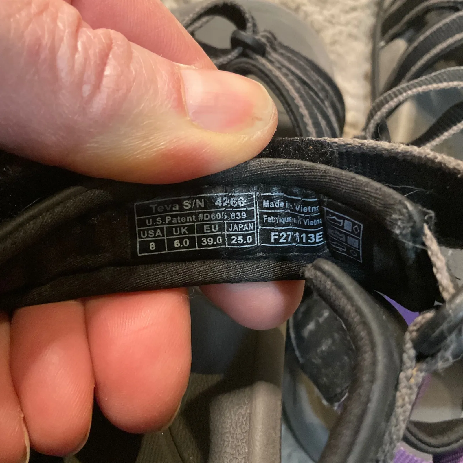 Teva Tierra Sport Sandals Size 8 Black Gray Purple Accent Hiking Water Womens - Image 9