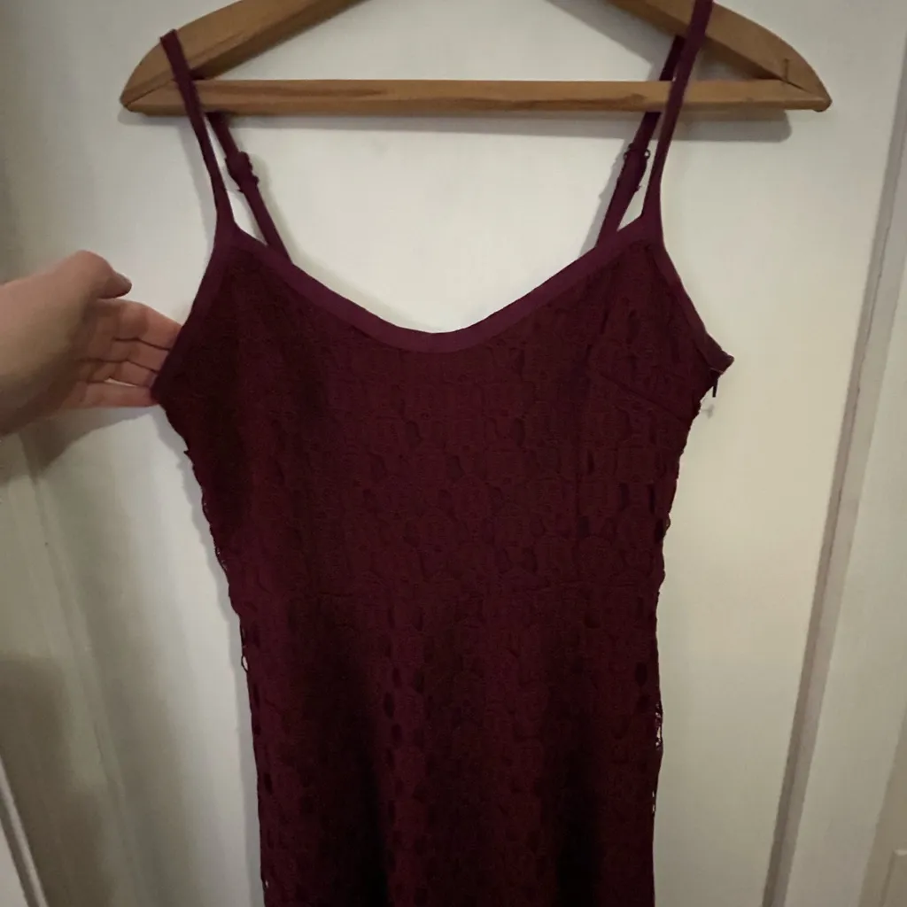 Hot Topic Burgundy Mini Dress size medium with skull overlay detail. Halloween - Image 6
