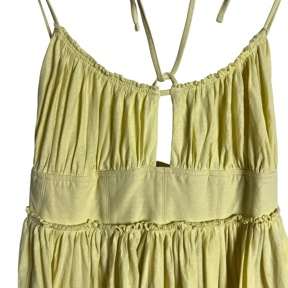 Ulla Johnson Freya Yellow Keyhole Tie Neck Sleeveless Midi Dress Size 6 - Image 8