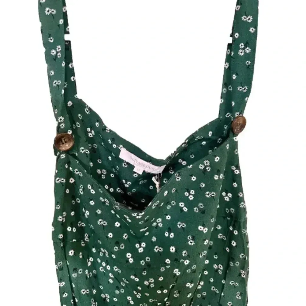 NEW- NWT Olivaceous Green Floral Button Romper Size M - Image 3
