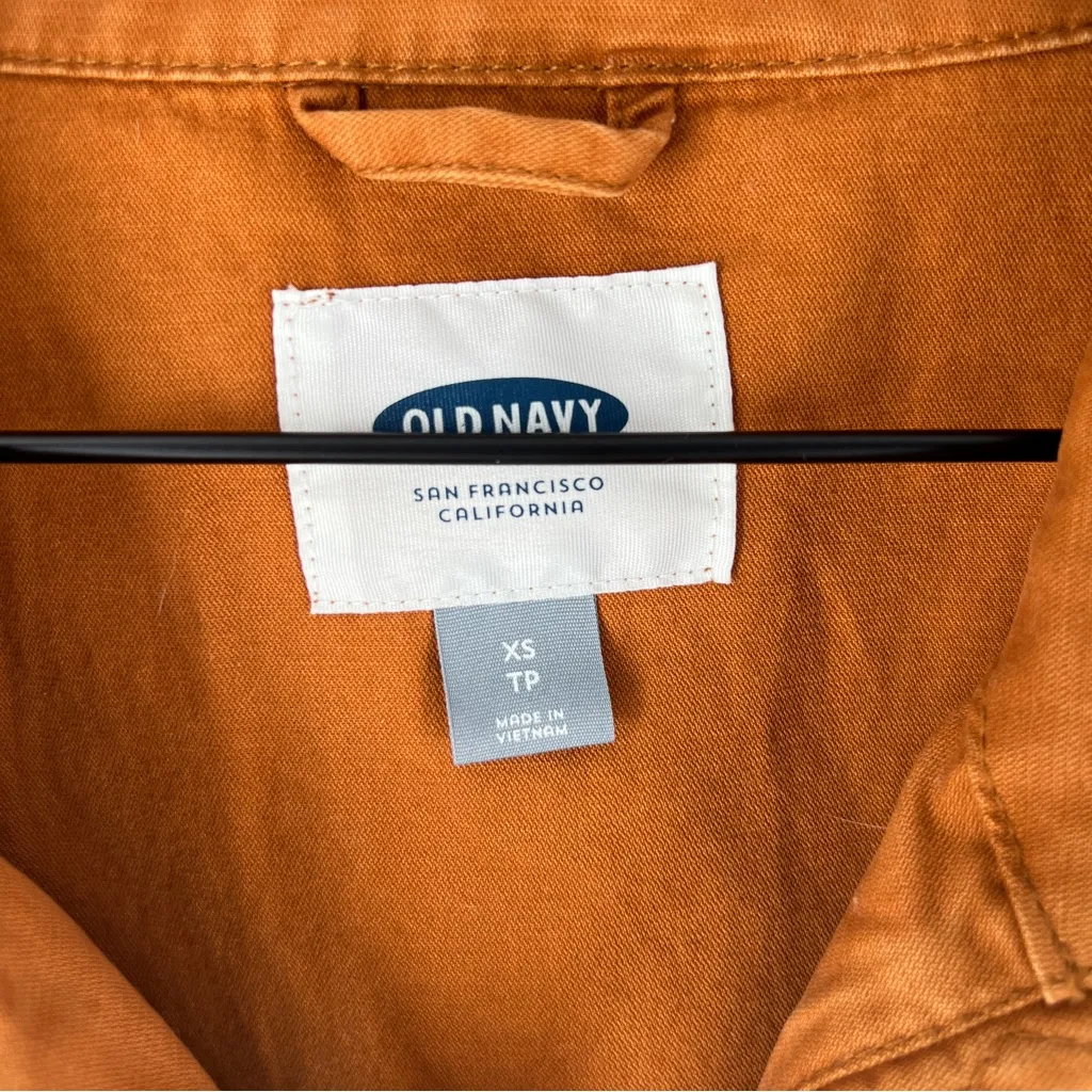 Old Navy‎ Cotton Orange Rust Anorak Utility Jacket Drawcord Waist Zip Front XS - Image 2