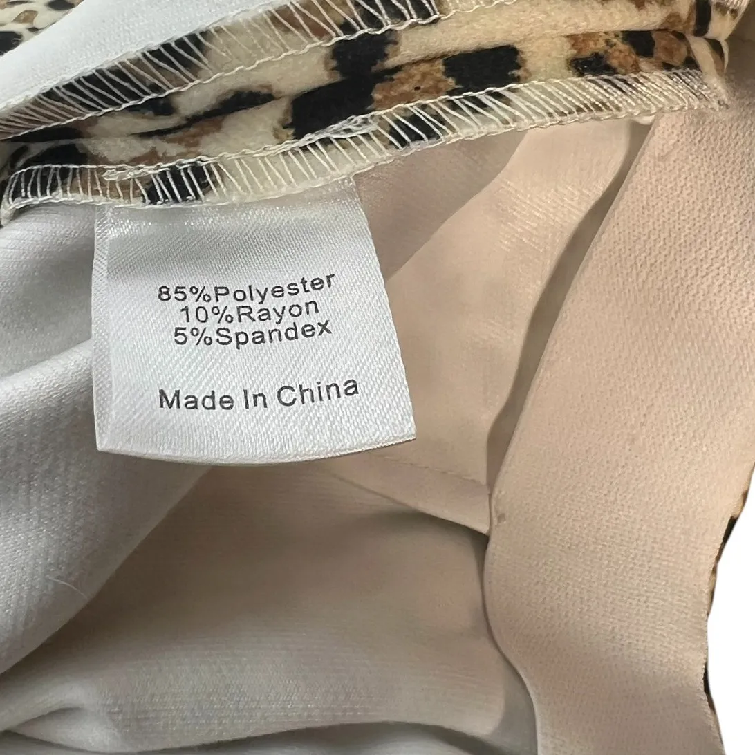 Tuckernuck Leopard Ashford Pants Cropped Kick Hem Cream Brown Tan Size Small - Image 11