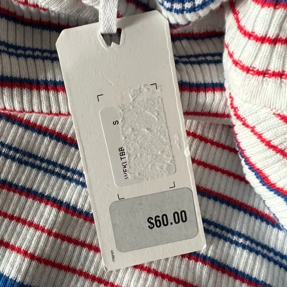 Wrangler Red White Blue Striped Ribbed Knit Turtleneck Sweater Top Size S NWT - Image 4