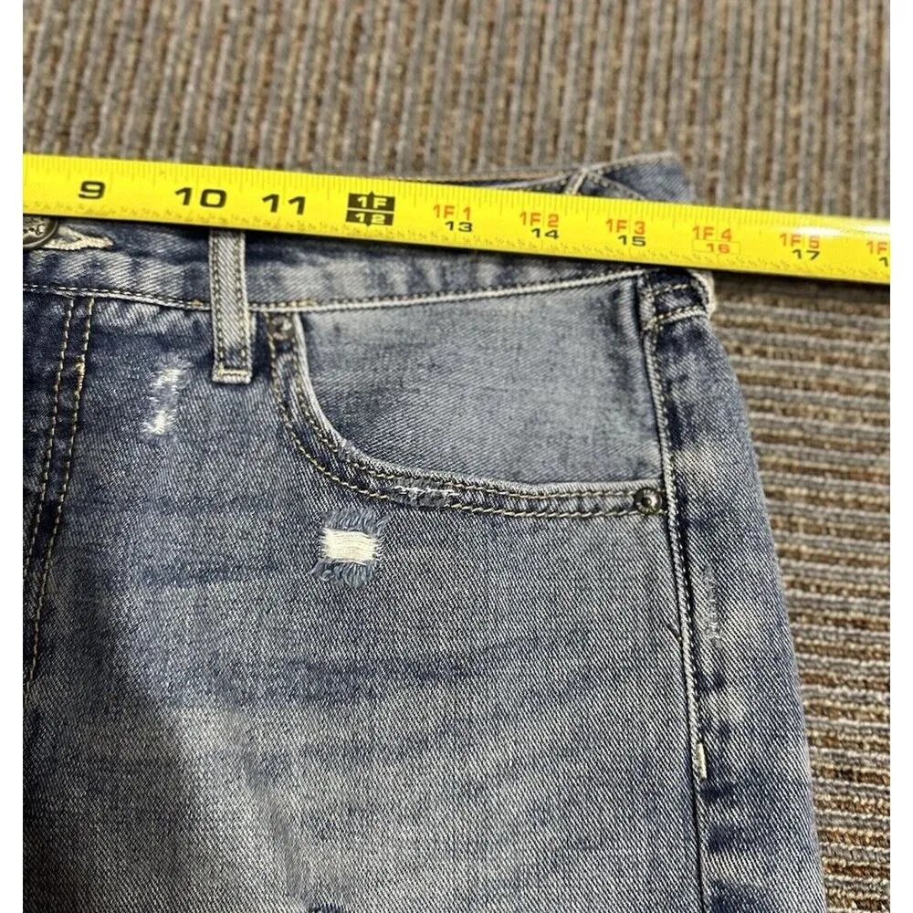 FREE PEOPLE JEAN SHORTS DENIM LACE HEM SIZE 29 DISTRESSED FESTIVAL BOHO COUNTRY - Image 7