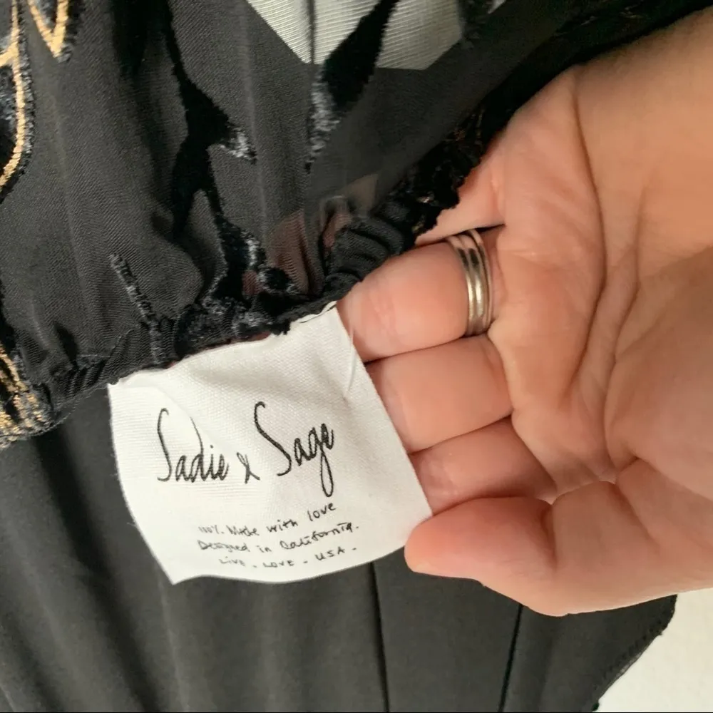 SADIE X Sage Velvet Floral Halter‎ Neck Dress Sz S NWT Black - Image 8