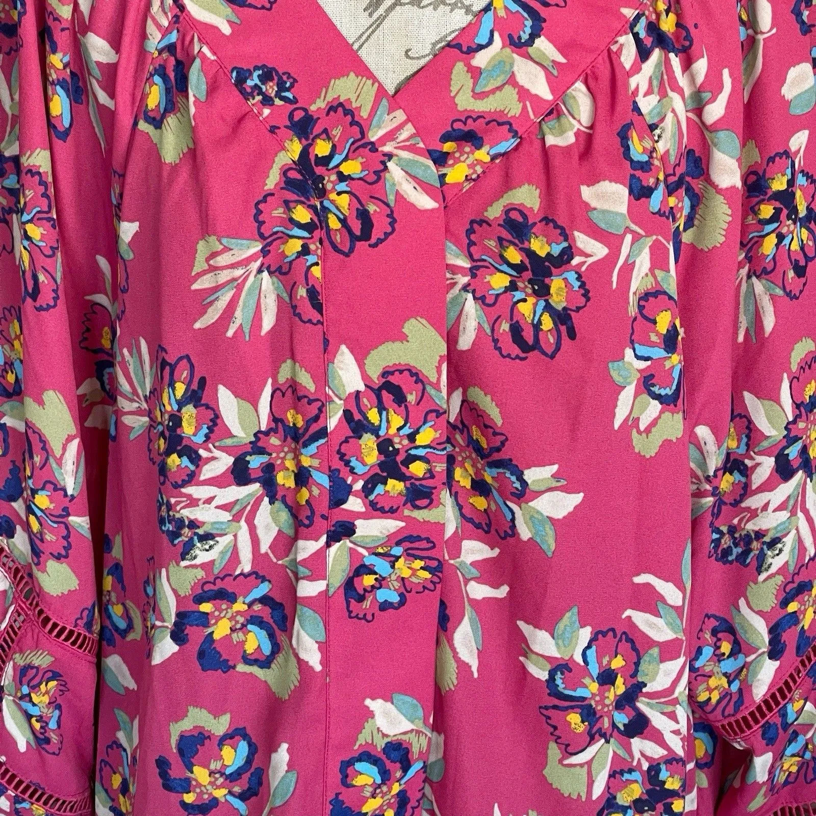 Zac Rachel Womens Blouse Sz Large Floral Boho Bohemian Feminine Romantic Flirty - Image 7