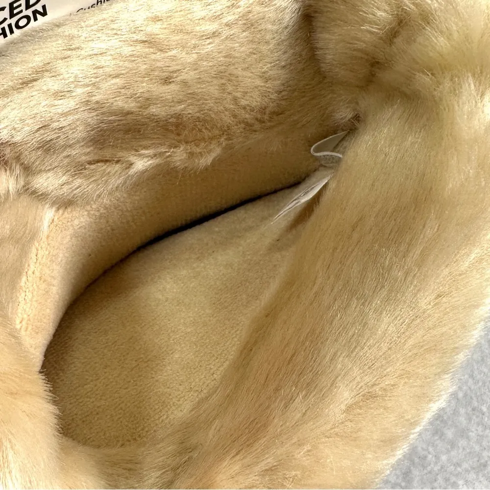 Isotoner Woodlands Slippers Womens S 6.5/7 Taupe Hard Sole Cushion Faux Fur New - Image 3