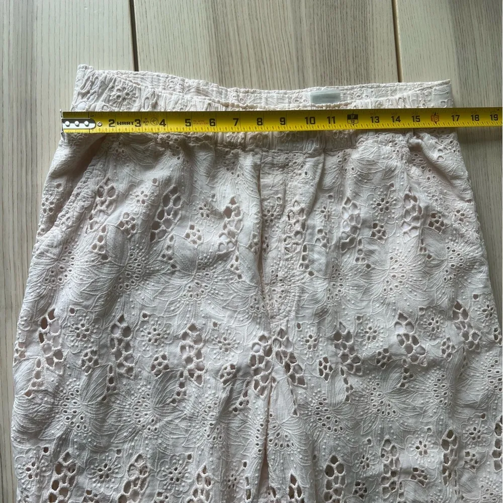 H&M embroidery Cream Wide Leg Lace Pants bohemian chic women size M - Image 4