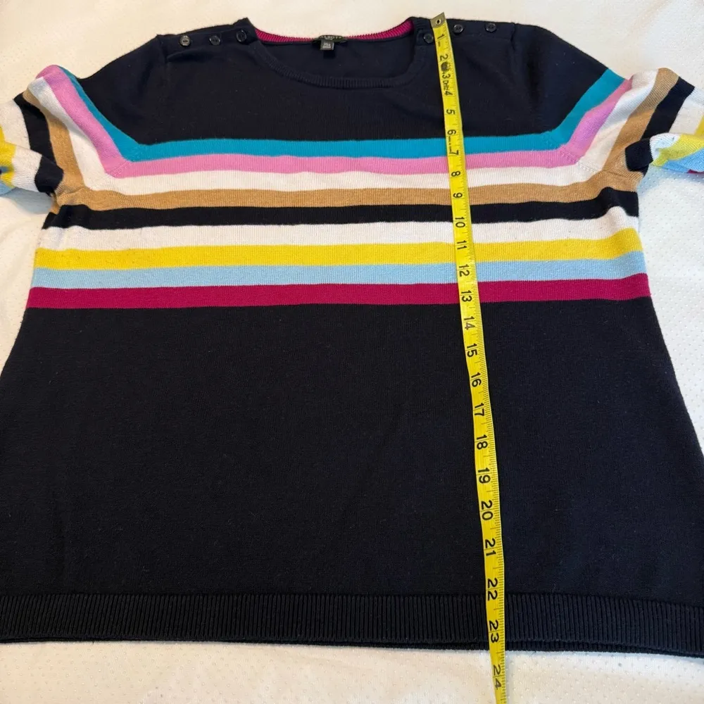 Talbots Petites Sweater Women’s Size XL Petite Navy Blue Multicolor Stripes - Image 9