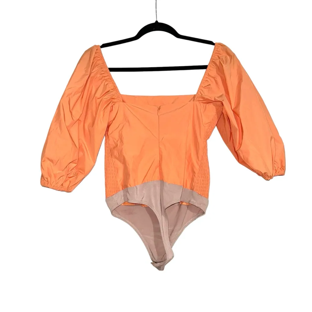 Amanda Uprichard Lucrezia Peach Orange Puff Sleeve Bodysuit XS - Image 3