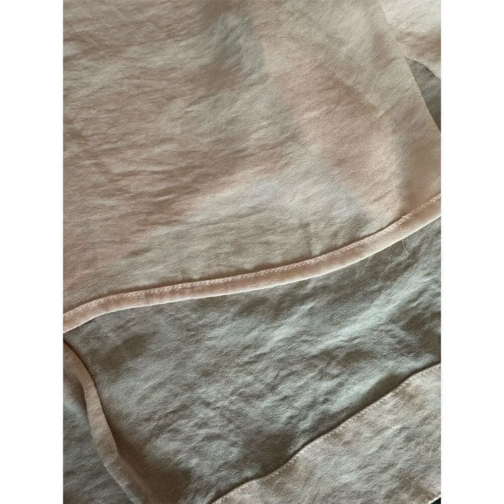 Free People Women's Peach Smocked V Neck Top Small Short Sleeve Casual Blouse - Image 6