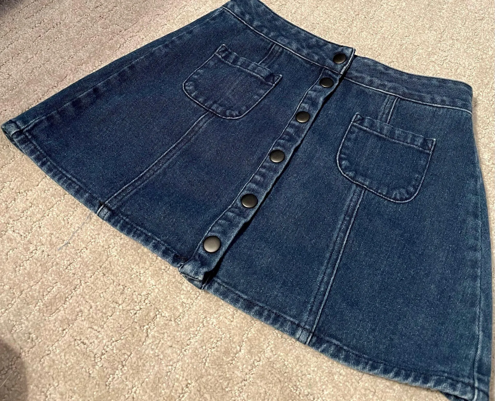 Denim Button Down Mini Skirt - Image 5