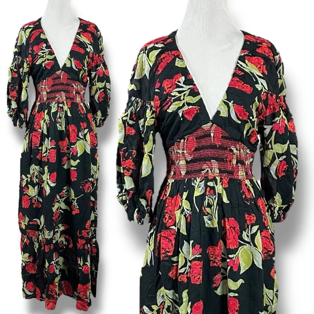 Free People Bohemian Witchy Golden Hour Maxi Dress in Midnight Combo Size XS NWT - Image 7