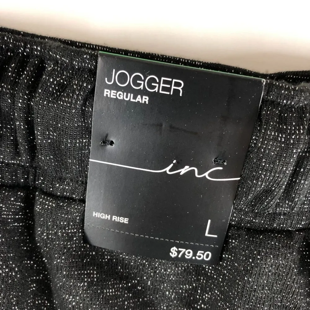 INC International Concepts Womens Pants Jogger High Rise Drawstring Black L Size L - Image 3