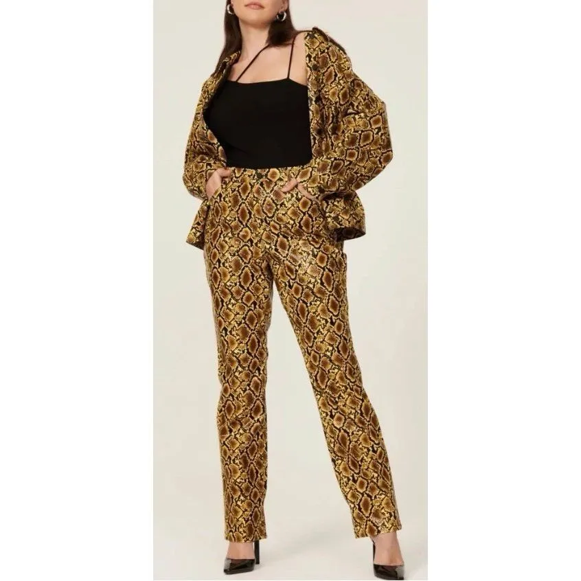 Good American Good Icon Snake Faux Leather Pants Animal Print Size 2 NEW - Image 6