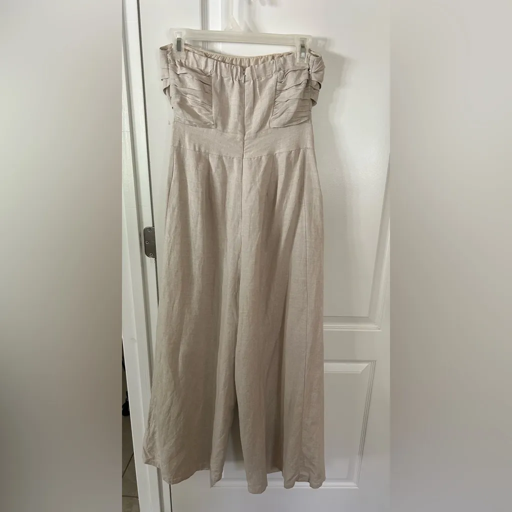 Sugarlips Strapless Linen Wide Leg Jumpsuit - Image 3