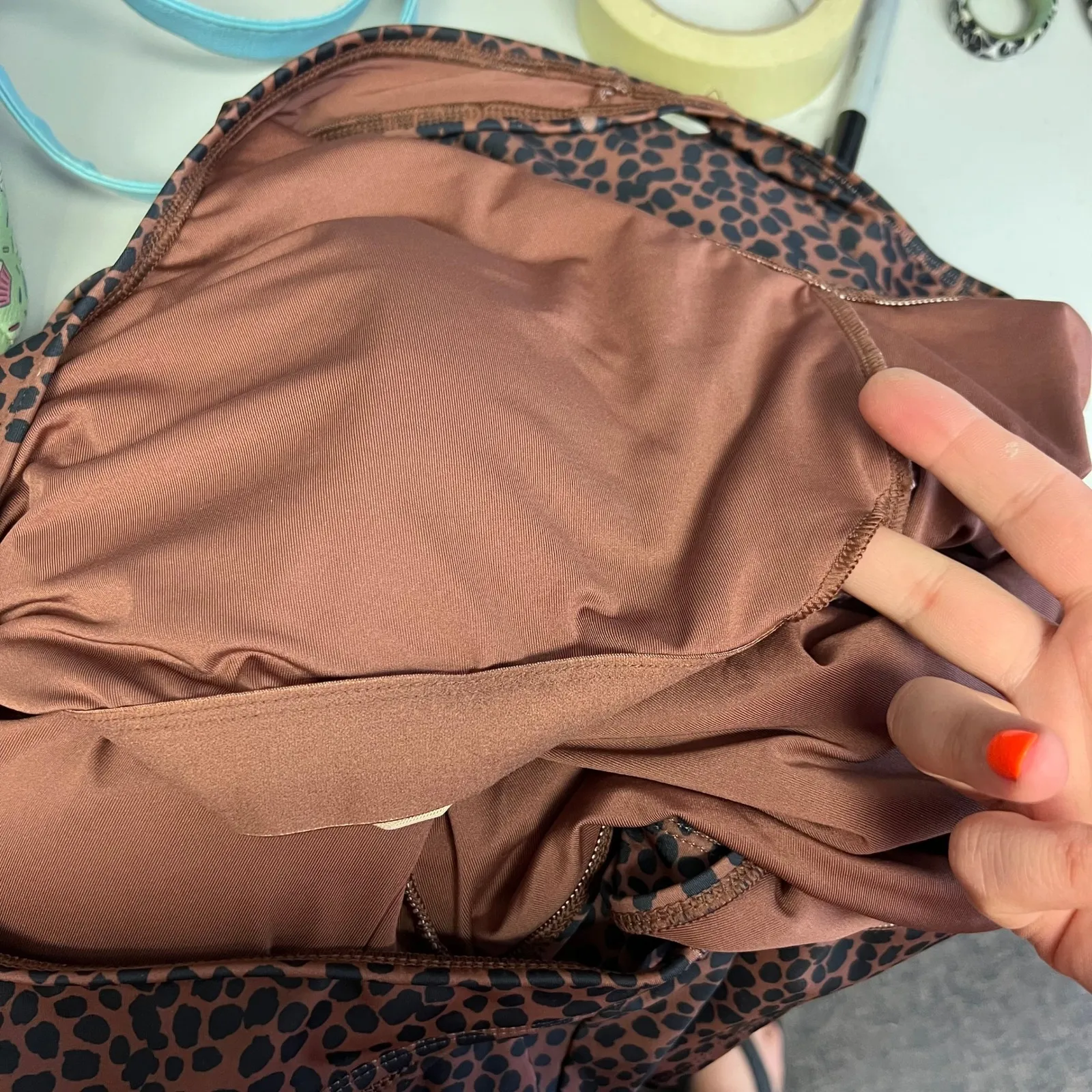 Old Navy‎ Brown Leopard Print Square Neck Tie Detail Swim Dress Cover Up - Image 8